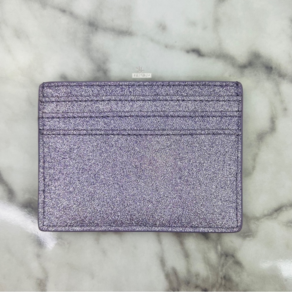 Kate Spade Tinsel Glitter Satchel & Card Holder Wallet In Lilac Frost - Picture 14 of 16